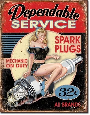 Dependable Service Spark Plugs Metal Sign