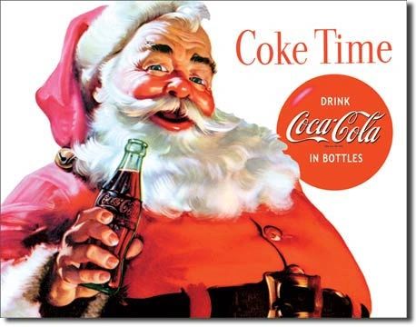Santa Coke Time Metal Sign