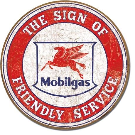 Mobilgas The Sign Of Friendly Service Metal Sign