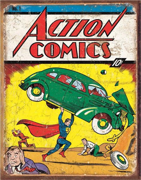 Action Comics No. 1 Comic Book Cover Vintage Metal Sign