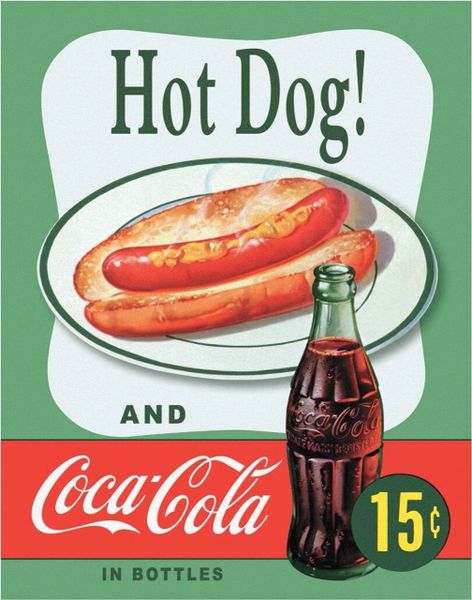 Hot Dog & Coca-Cola Vintage Metal Sign