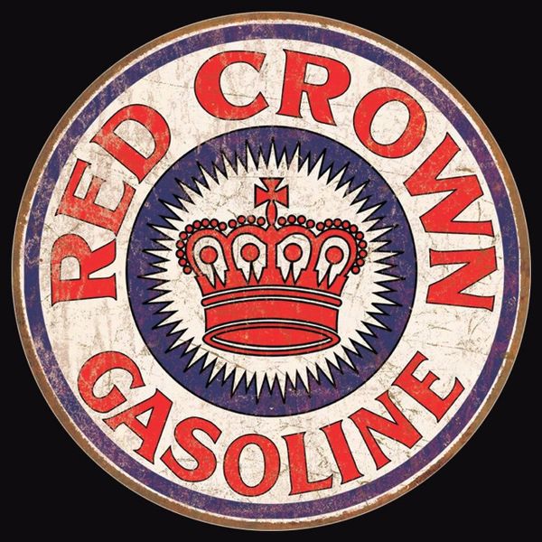 Red Crown Gasoline Vintage Metal Sign