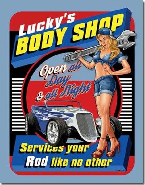 Lucky's Body Shop Vintage Metal Sign