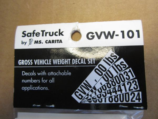 MS Carita Gross Vehicle Weight Decal Set GVW-101