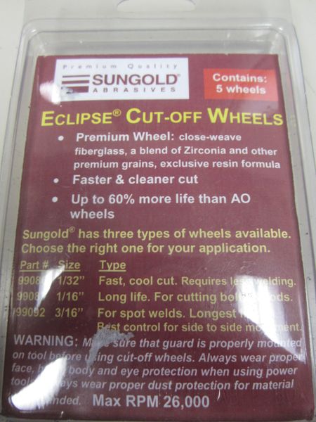 Sungold Eclipse Cut Off Wheels 3" x 1/16" - 99087