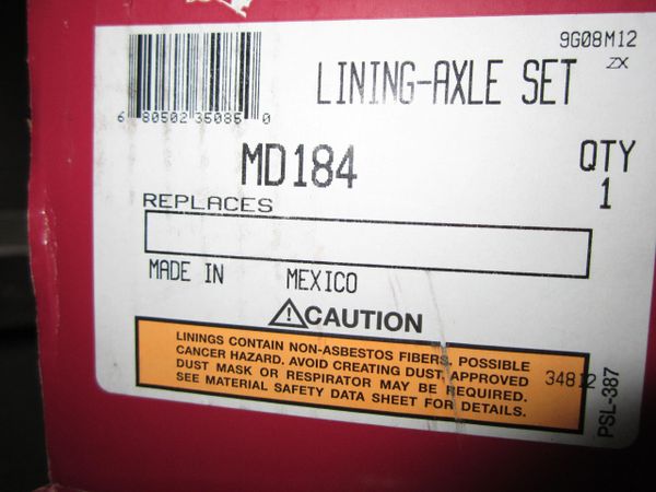 Meritor MD184 Brake Pads/Lining Axle Set