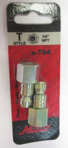 Milton 2pk T-Style 1/4" NPT Plug NEW S-784/S784