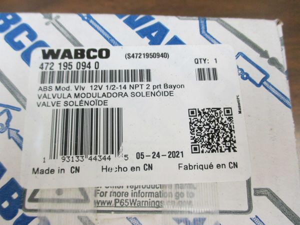 Wabco ABS Valve Solenoid 472-195-094-0/S472-195-094-0