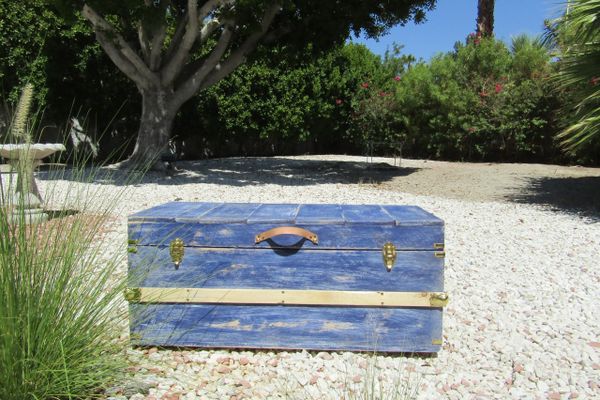 Hope Chest Coffee Table Trunk in Blue, Antique Trunk Restoration & Design  RANDALL BARBERA