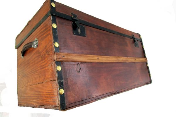 Rare antique hide covered trunk from the early 1800's  Randall Barbera  Antique Trunk Restoration and Design