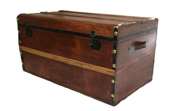 Rare antique hide covered trunk from the early 1800's  Randall Barbera  Antique Trunk Restoration and Design