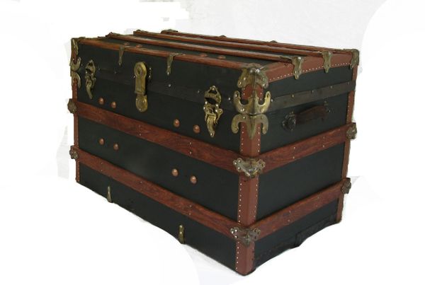 Rare antique hide covered trunk from the early 1800's  Randall Barbera  Antique Trunk Restoration and Design