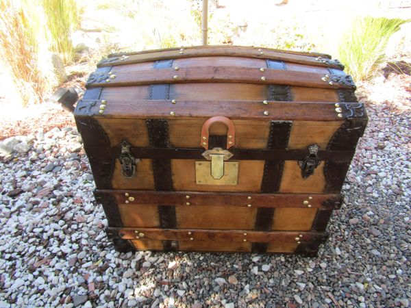 Late 1800's Black Sheet Metal Dome Top Trunk, Antique Trunk Restoration &  Design RANDALL BARBERA