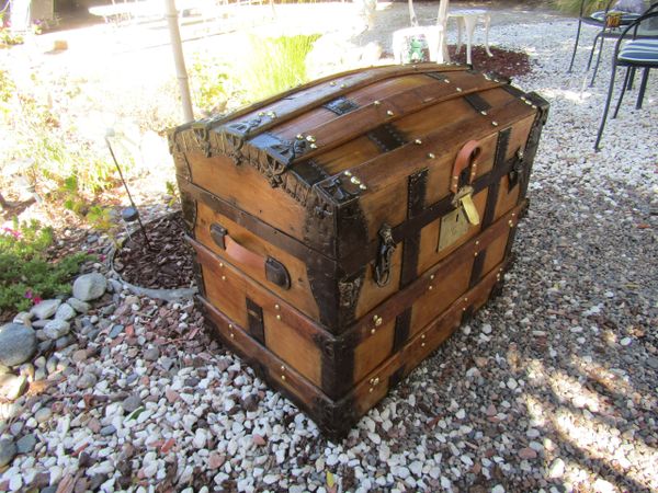 Late 1800's Black Sheet Metal Dome Top Trunk, Antique Trunk Restoration &  Design RANDALL BARBERA