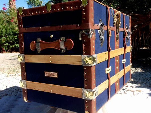 Hope Chest Coffee Table Trunk in Blue, Antique Trunk Restoration & Design  RANDALL BARBERA