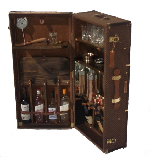 French inspired luxury portable mini bar trunk