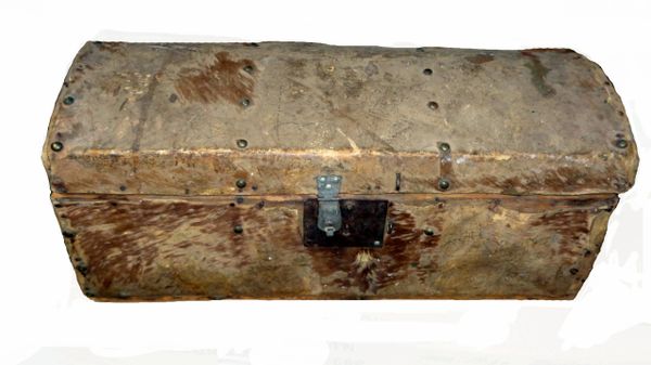 Rare antique hide covered trunk from the early 1800's  Randall Barbera  Antique Trunk Restoration and Design