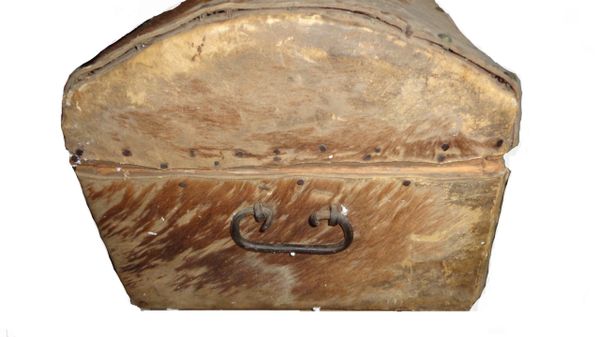 Rare antique hide covered trunk from the early 1800's  Randall Barbera  Antique Trunk Restoration and Design