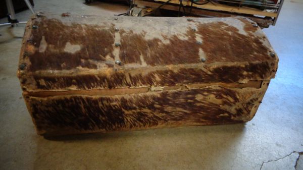 Rare antique hide covered trunk from the early 1800's  Randall Barbera  Antique Trunk Restoration and Design