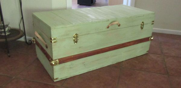 Hope Chest Coffee Table Trunk in Blue, Antique Trunk Restoration & Design  RANDALL BARBERA