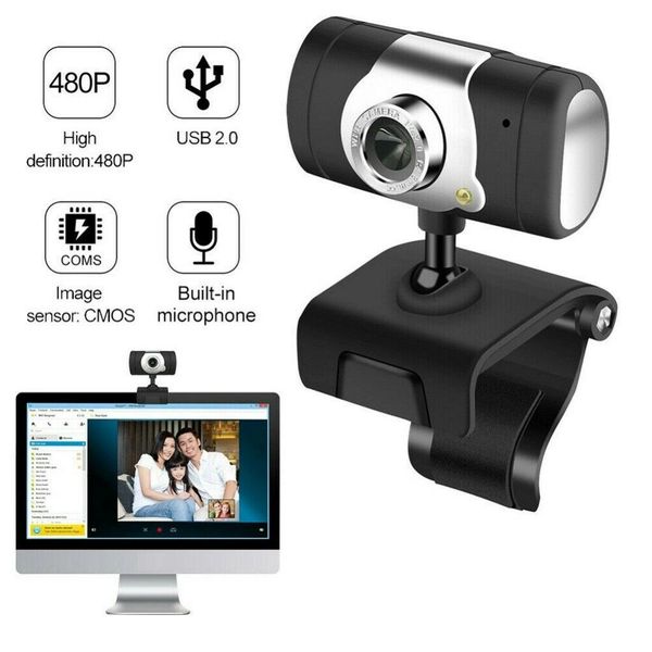 USB 2.0 Web Cam Camera Webcam Built-in Sound-absorbing Microphone PC