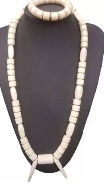 Men White Neck and hand Bead