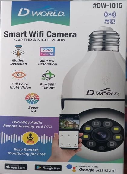 D.World Smart WIFI 2 Cameras in 1 Bulb 720P FDH & Night Vision DW-1015