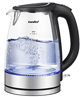 Dioyano Electric Kettle, 1.8L Glass Water Kettle with Boil-dry Protection Auto Shut Off, Fast Boiling Hot Water Boiler, Cordless Electric Glass Kettle