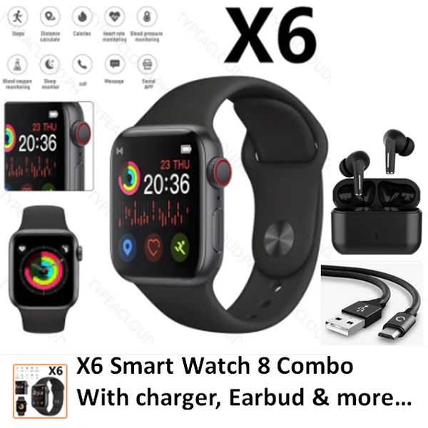 X6 Smart watch (comes with earbuds, charger and more...)