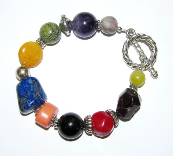 MC-58 mixed southwest stone bracelet chunky bracelet | Silver Leaf Gems ...