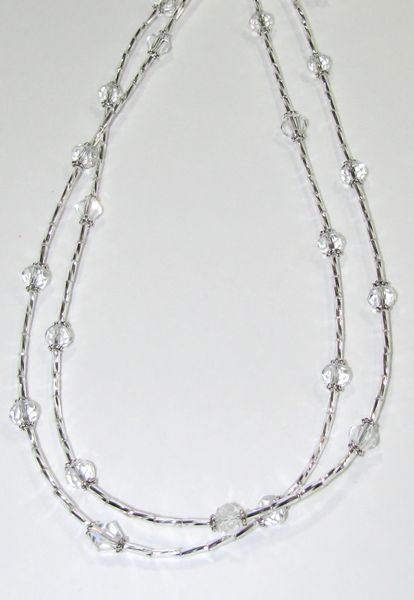 MC-161 clear crystal wedding bridesmaids necklace | Silver Leaf Gems ...