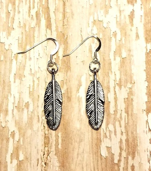 ES-836 feather long earrings made in Oklahoma | Silver Leaf Gems, Made ...