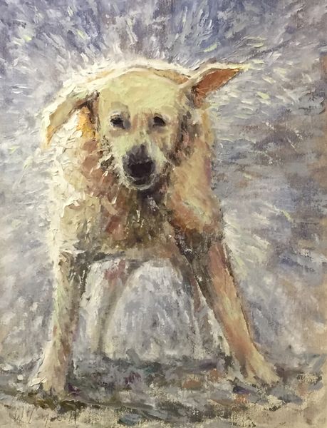 Oil Paintings by Wayne E Campbell (Wet Dog)