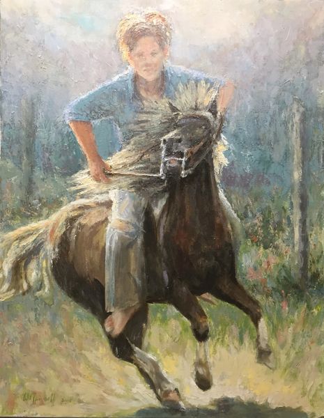 Oil Paintings by Wayne E Campbell (Never To Big For A Pony)