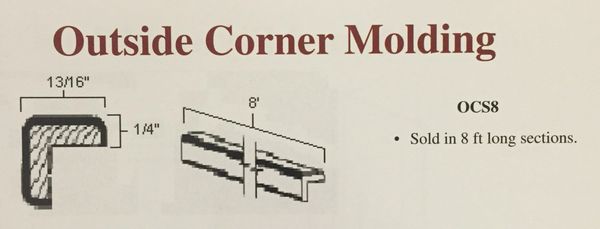 White Shake Outside Corner Molding 96" x 13/16 x 13/16 --1/4" thick