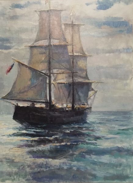 Oil Paintings by Wayne E Campbell (American Ship At Sea)