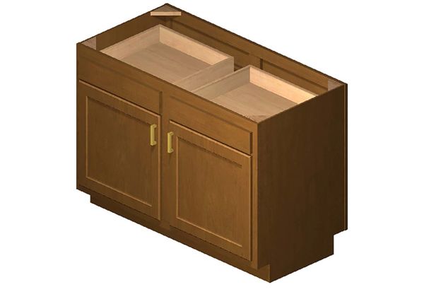 Warmwood Base Peninsula cabinet 48w x 24d x 34.5h (Local Pickup Only)