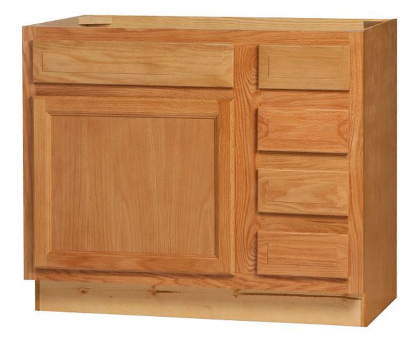 Chadwood Oak Vanity Base cabinet with Right Drawers 36"w x 21"d x 30.5"h (Local Pickup Only)