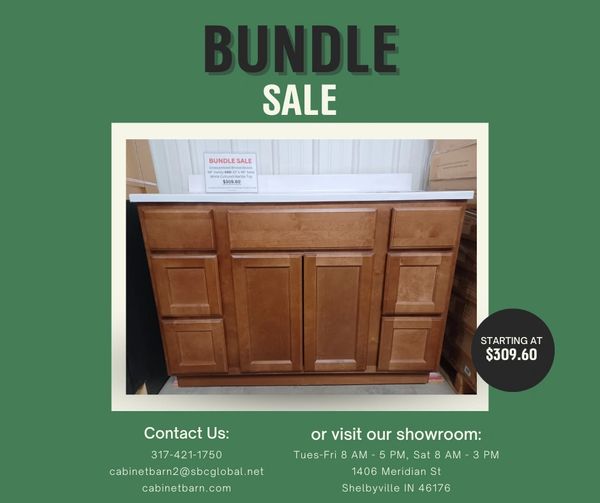 Bristol Brown Vanity base cabinet V48w x 21d x 34.5h with white CMT top (Local Pickup Only)
