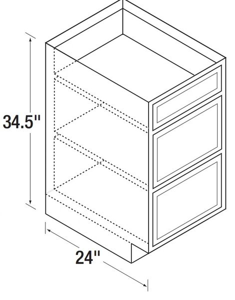 D White Shaker 15" 3 Drawer Base Cabinet(Local Pickup Only)