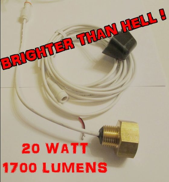 20w Brass Garboard Drain plug light with 16 led's 1700 lumens