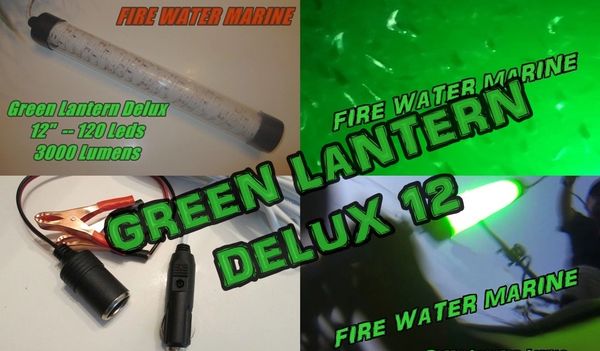 THE D-12 DELUX LED GREEN UNDERWATER SUBMERSIBLE NIGHT FISHING LIGHT BY FIRE  WATER MARINE
