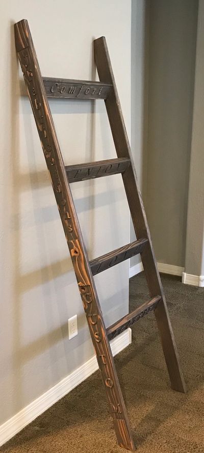 Blanket Ladder Prototype 1 (Farmhouse / Slat) Customized with CNC