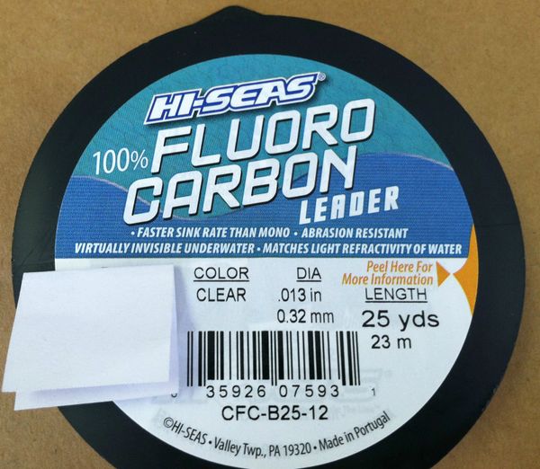 HI - SEAS 100% FLUOROCARBON FISHING LEADER LINE 25 YARDS