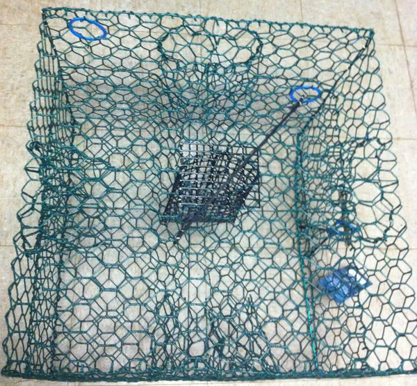 Quarter Size Blue Vinyl Coated Crab Pot