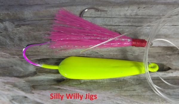 SILLY WILLY JIGS-SERIES #2 ALREADY TIED & READY TO FISH-W/ FLUOROCARBON