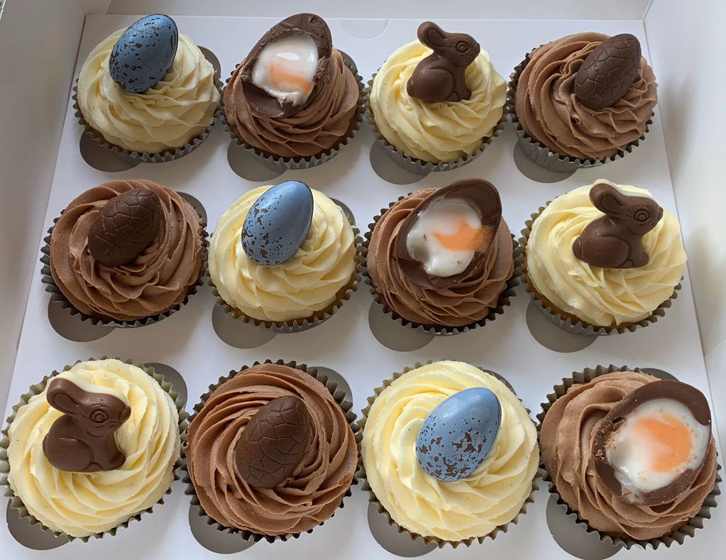 Poppy's Easter selection featuring Chocolate Bunnies, Cadbury's Cream eggs and fondant filled eggs.