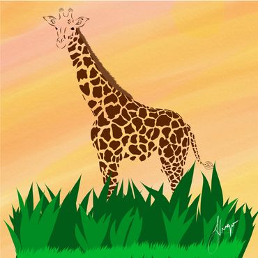 giraffe, wildlife, abstract, water color,adobe skech, adobe drawe, nature