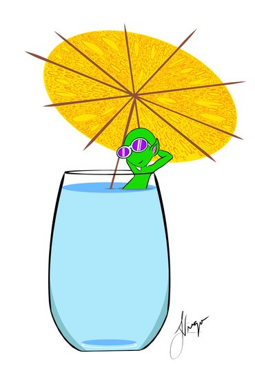 alien, summer, relaxing, umbrella, cool art, digital art, weird art, Adobe Draw, Adobe Illustrator, 