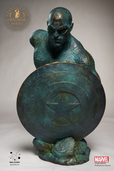 No 6 Galaxias Heritage Heroes Life size Captain America Bronze Bust Marvel Statue